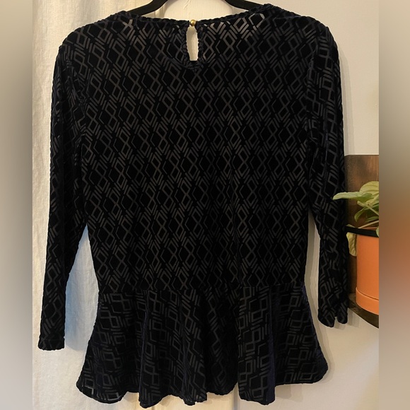 Ralph Lauren Velvety Blue Blouse with Peplum Waist - Picture 3 of 9